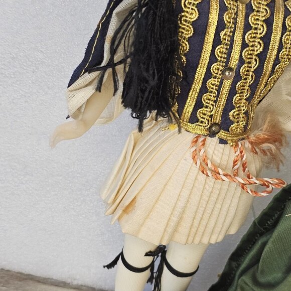 Vintage 60s Pair Greek Dolls Traditional Dress Man & Woman 10 Inch Tall Detailed - Picture 5 of 13